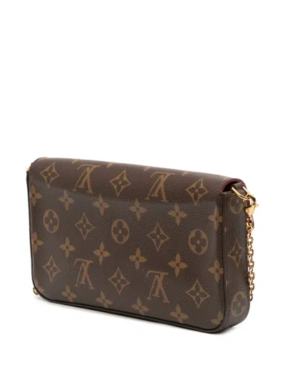 Pre-owned Louis Vuitton 2021-2025 Monogram Pochette Felicie Crossbody Bag In Brown