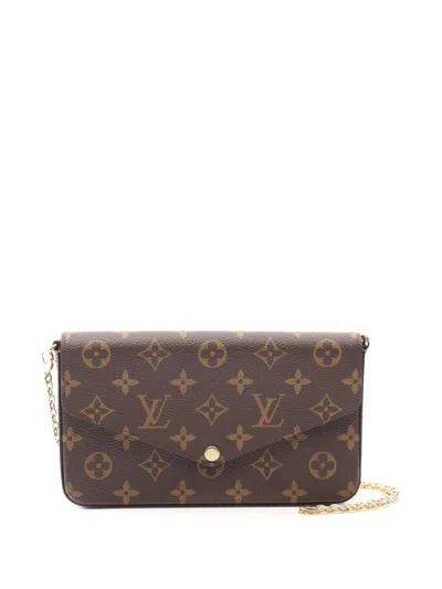 Pre-owned Louis Vuitton 2021-2025 Monogram Pochette Felicie Crossbody Bag In Brown