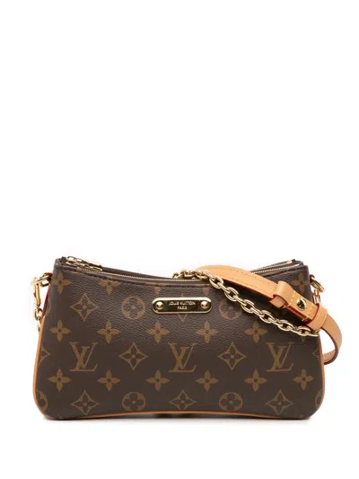 Pre-owned Louis Vuitton 2021-2025 Monogram Pochette Liv Satchel In Brown