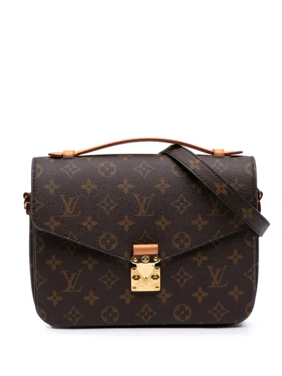 Pre-owned Louis Vuitton 2021-2025 Monogram Pochette Metis Satchel In Brown
