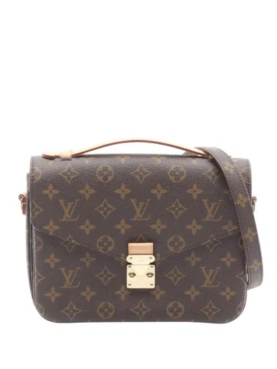 Pre-owned Louis Vuitton 2021-2025 Monogram Pochette Metis Satchel In Brown