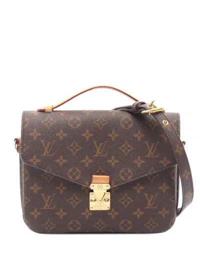 Pre-owned Louis Vuitton 2021-2025 Monogram Pochette Metis Satchel In Brown
