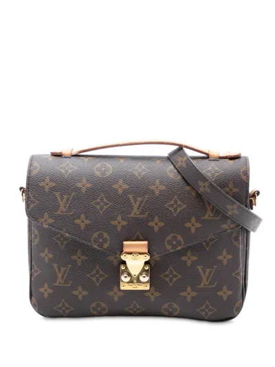 Pre-owned Louis Vuitton 2021-2025 Monogram Pochette Metis Satchel In Brown