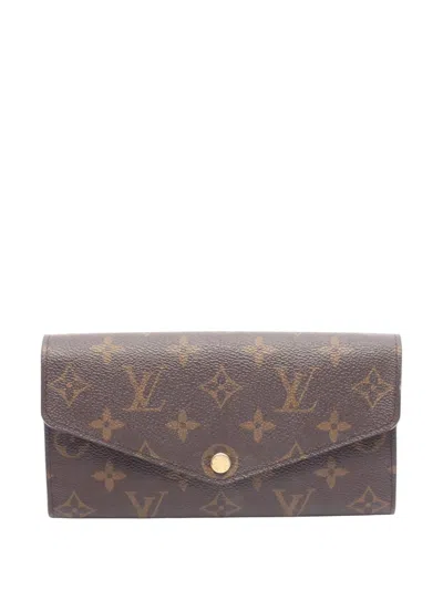 Pre-owned Louis Vuitton 2021-2025 Monogram Portefeuille Sarah Wallet Long Wallets In Brown