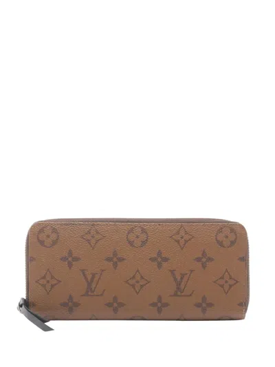 Pre-owned Louis Vuitton 2021-2025 Monogram Reverse Clemence Wallet Long Wallets In Brown