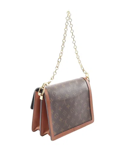 Pre-owned Louis Vuitton 2021-2025 Monogram Reverse Dauphine Mm Satchel In Brown