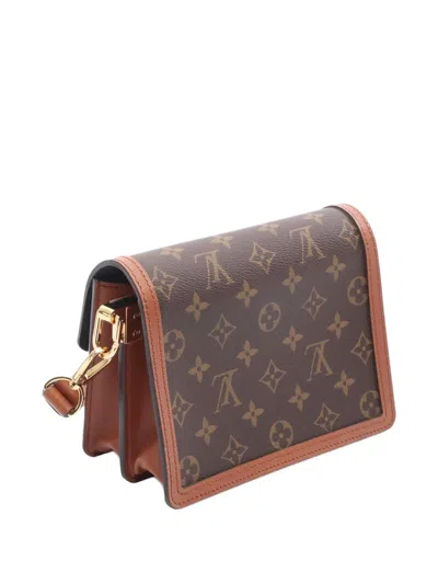 Pre-owned Louis Vuitton 2021-2025 Monogram Reverse Mini Dauphine Satchel In Brown