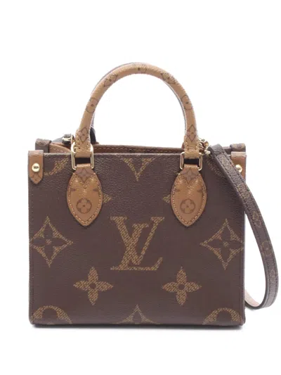 Pre-owned Louis Vuitton 2021-2025 Monogram Reverse Onthego Bb Satchel In Brown