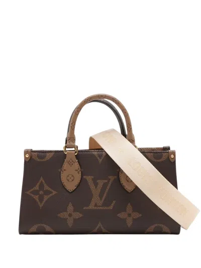 Pre-owned Louis Vuitton 2021-2025 Monogram Reverse Onthego East West Satchel In Brown