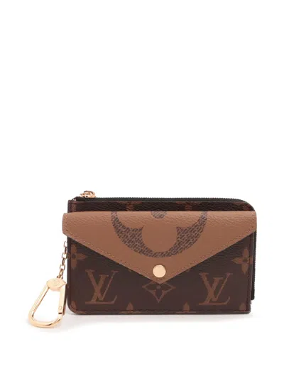Pre-owned Louis Vuitton 2021-2025 Monogram Reverse Recto Verso Card Holder In Brown