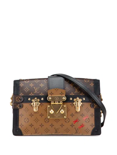 Pre-owned Louis Vuitton 2021-2025 Monogram Reverse Trunk Clutch Crossbody Bag In Black