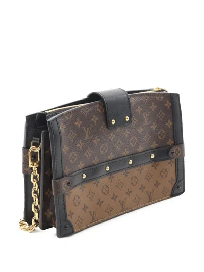 Pre-owned Louis Vuitton 2021-2025 Monogram Reverse Trunk Clutch Crossbody Bag In Brown