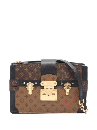 Pre-owned Louis Vuitton 2021-2025 Monogram Reverse Trunk Clutch Crossbody Bag In Brown
