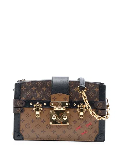Pre-owned Louis Vuitton 2021-2025 Monogram Reverse Trunk Clutch Crossbody Bag In Brown