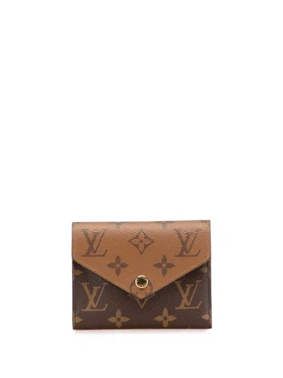 Pre-owned Louis Vuitton 2021-2025 Monogram Reverse Victorine Wallet Small Wallets In Brown