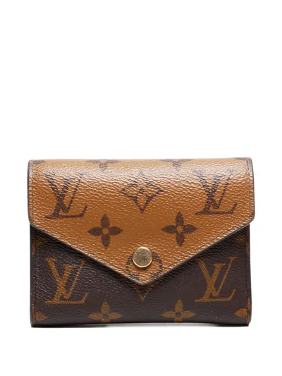 Pre-owned Louis Vuitton 2021-2025 Monogram Reverse Wallet In Brown