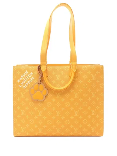 Pre-owned Louis Vuitton 2021-2025 Monogram Sac Plat 24h Tote Bag In Yellow