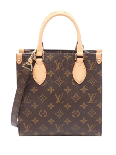 Pre-owned Louis Vuitton 2021-2025 Monogram Sac Plat Bb Satchel In Brown