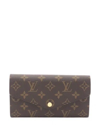Pre-owned Louis Vuitton 2021-2025 Monogram Sarah Wallet Long Wallets In Brown