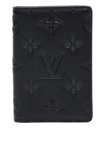 Pre-owned Louis Vuitton 2021-2025 Monogram Shadow Cardholder In Black