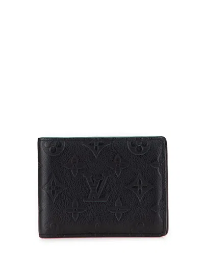 Pre-owned Louis Vuitton 2021-2025 Monogram Shadow Multiple Wallet Small Wallets In Black