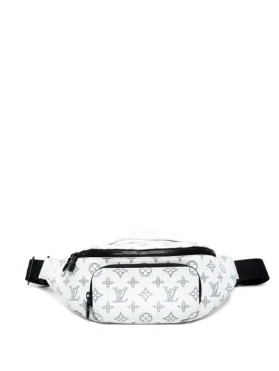 Pre-owned Louis Vuitton 2021-2025 Monogram Shadow Rush Bumbag Belt Bag In White