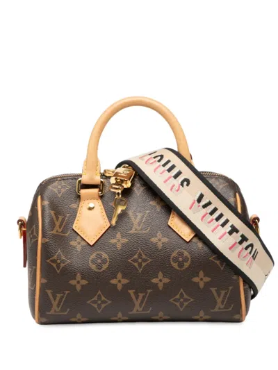 Pre-owned Louis Vuitton 2021-2025 Monogram Speedy Bandouliere 20 Satchel In Brown