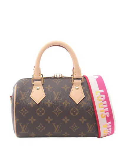 Pre-owned Louis Vuitton 2021-2025 Monogram Speedy Bandouliere 20 Satchel In Brown