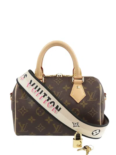 Pre-owned Louis Vuitton 2021-2025 Monogram Speedy Bandouliere 20 Satchel In Brown