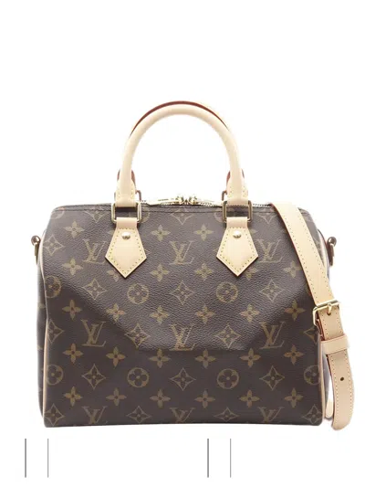 Pre-owned Louis Vuitton 2021-2025 Monogram Speedy Bandouliere 25 Satchel In Brown