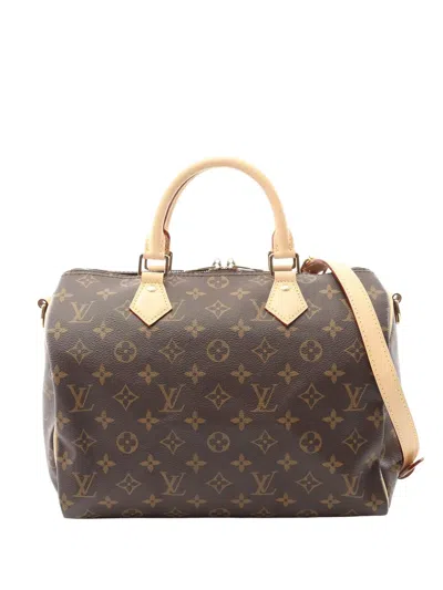 Pre-owned Louis Vuitton 2021-2025 Monogram Speedy Bandouliere 30 Satchel In Brown