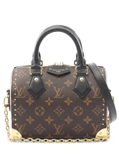Pre-owned Louis Vuitton 2021-2025 Monogram Speedy Trunk 20 Satchel In Brown