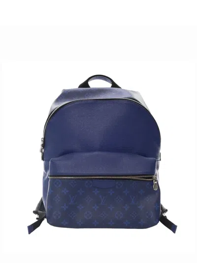Pre-owned Louis Vuitton 2021-2025 Monogram Taigarama Discovery Backpack In Blue