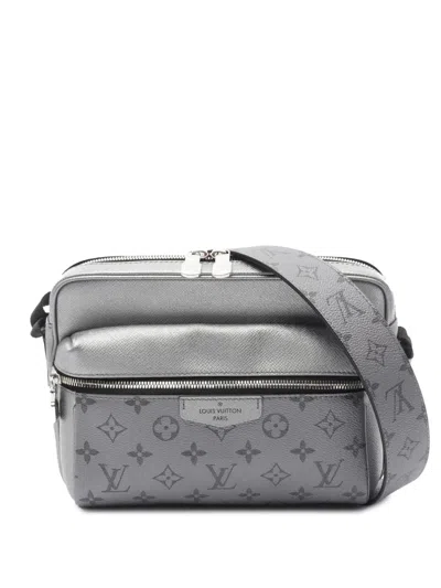 Pre-owned Louis Vuitton 2021-2025 Monogram Taigarama Outdoor Messenger Crossbody Bag In Silver