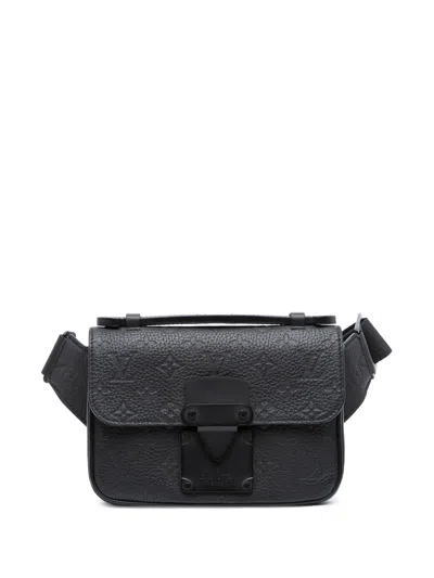 Pre-owned Louis Vuitton 2021-2025 Monogram Taurillon S Lock Sling Bag Crossbody Bag In Black