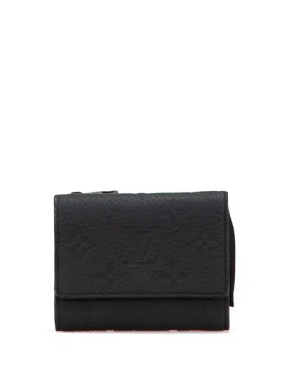 Pre-owned Louis Vuitton 2021-2025 Monogram Taurillon Slender Pilot Wallet Small Wallets In Black