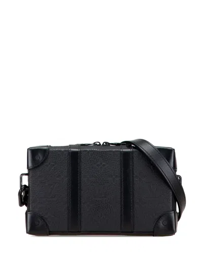 Pre-owned Louis Vuitton 2021-2025 Monogram Taurillon Soft Trunk Wallet Crossbody Bag In Black