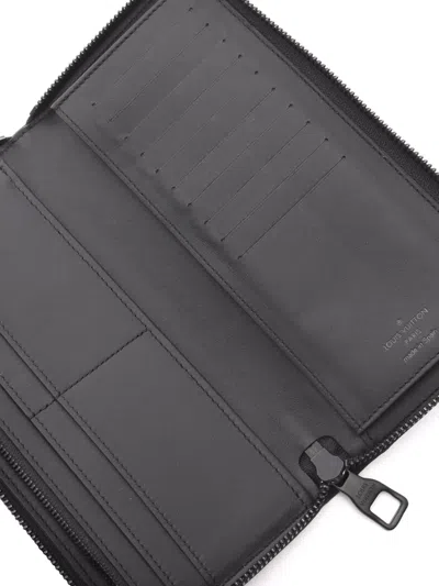 Pre-owned Louis Vuitton 2021-2025 Monogram Taurillon Zippy Vertical Wallet Long Wallets In Black