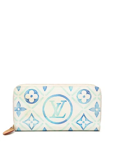 Pre-owned Louis Vuitton 2021-2025 Monogram Tiles By The Pool Zippy Wallet Long Wallets In Blue