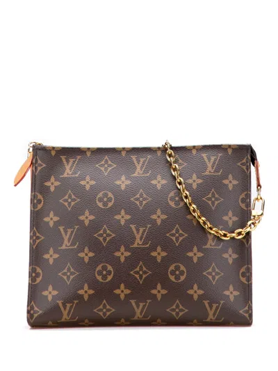 Pre-owned Louis Vuitton 2021-2025 Monogram Toiletry Pouch On Chain Shoulder Bag In Brown