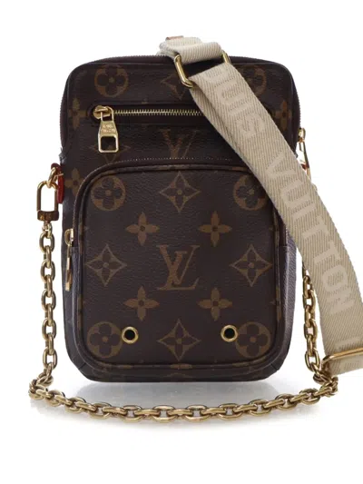Pre-owned Louis Vuitton 2021-2025 Monogram Utility Phone Sleeve Satchel In Brown