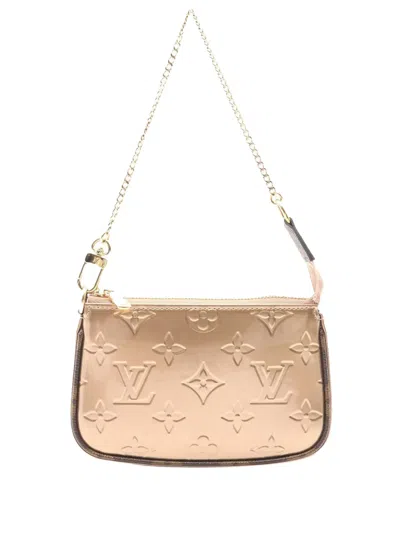 Pre-owned Louis Vuitton 2021-2025 Monogram Vernis Mini Pochette Accessoires Handbag In Pink