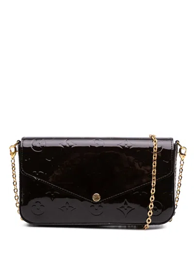 Pre-owned Louis Vuitton 2021-2025 Monogram Vernis Pochette Felicie Crossbody Bag In Purple