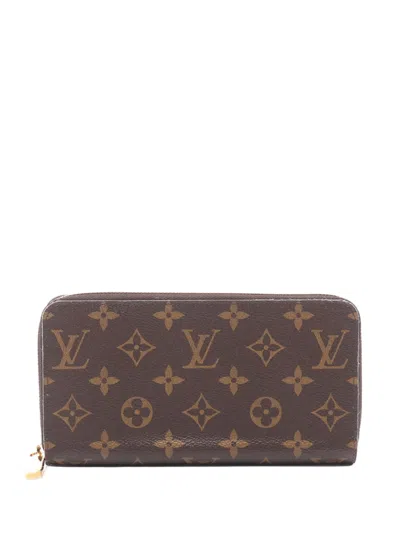 Pre-owned Louis Vuitton 2021-2025 Monogram Zippy Around Wallet Long Wallets In Brown