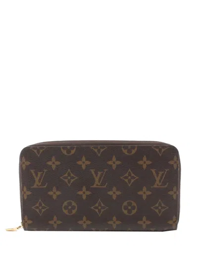 Pre-owned Louis Vuitton 2021-2025 Monogram Zippy Organizer Wallet Long Wallets In Brown