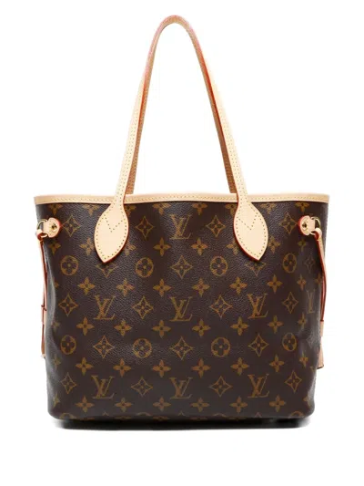 Pre-owned Louis Vuitton 2021-2025 Neverfull Pm Monogram Tote Bag In Brown