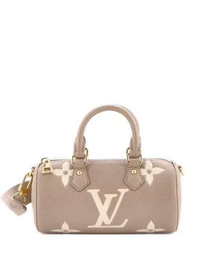 Pre-owned Louis Vuitton 2021-2025 Papillon Handbag Bicolor Monogram Empreinte Giant Bb Crossbody Bag In Neutral