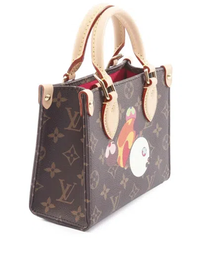 Pre-owned Louis Vuitton 2021-2025 Takashi Murakami Monogram Panda Onthego Bb Satchel In Brown