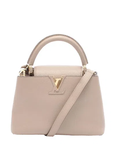Pre-owned Louis Vuitton 2021-2025 Taurillon Capucines Bb Satchel In Brown