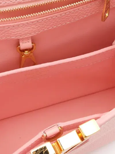Pre-owned Louis Vuitton 2021-2025 Taurillon Scrunchie Capucines Bb Satchel In Pink
